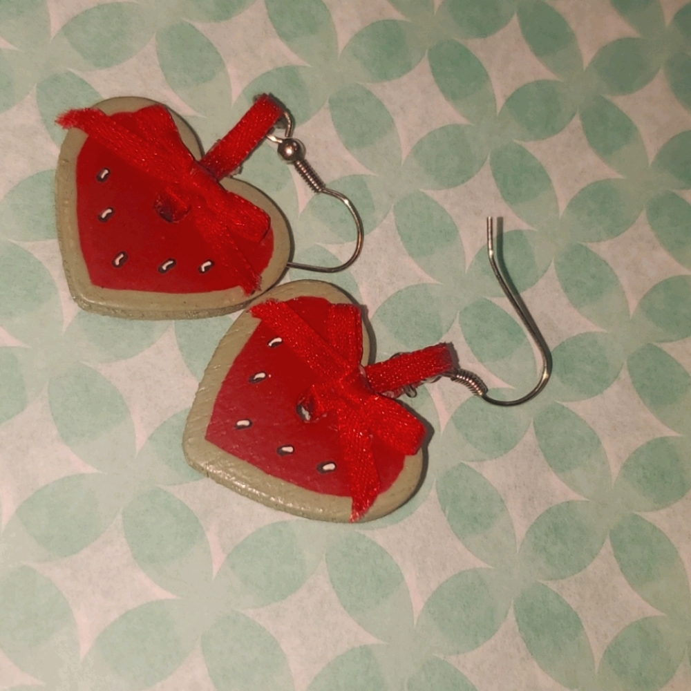 Heart shaped watermelon earings